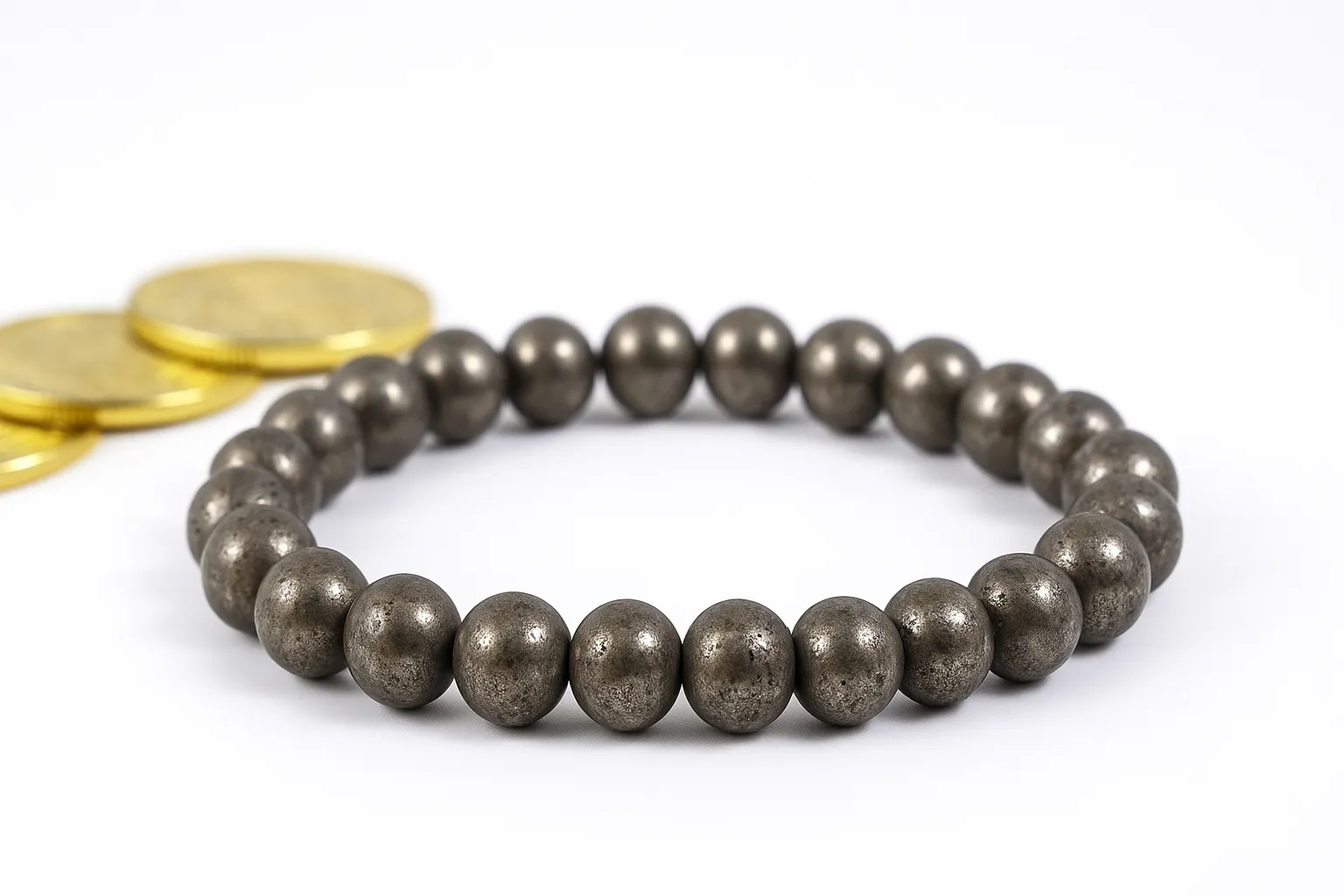 Lab Certified Raw Pyrite Bracelet 22 Beads
